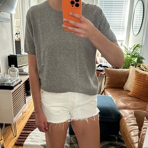 Lands End 100% Cashmere Short Sleeve Gray Shirt